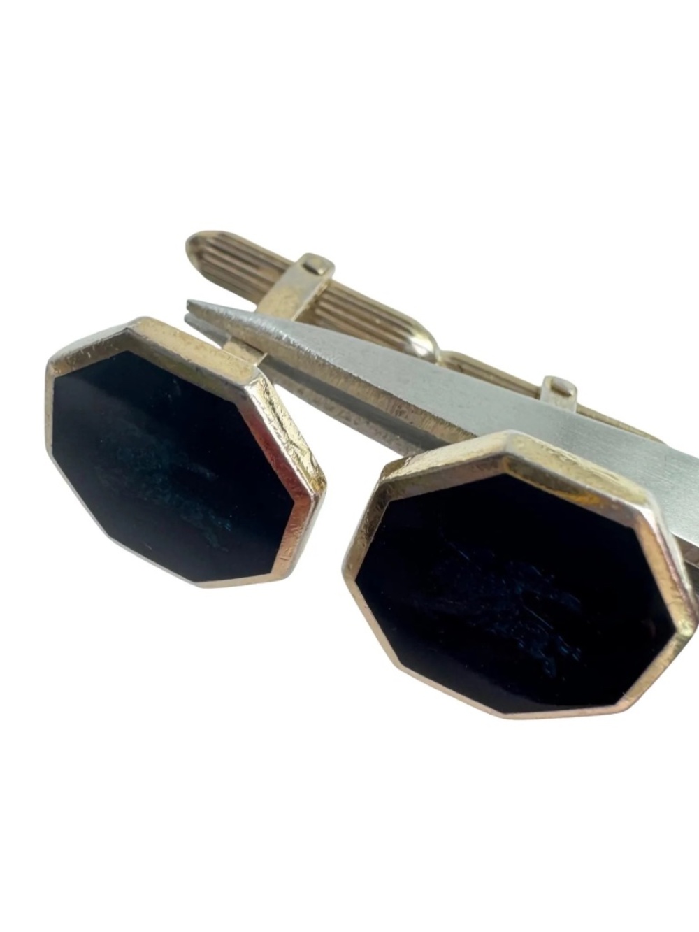 Vintage Burberry Cufflinks Blue Enamel Knight Logo Octagon Gold Tone Groom Suit - Picture 3 of 10
